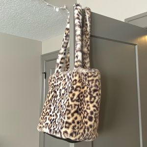 brandy melville leopard print fur tote